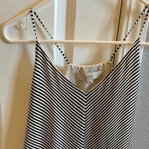 Loft T-back flowy cami black white stripe XS petite